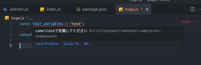 lint result on editor
